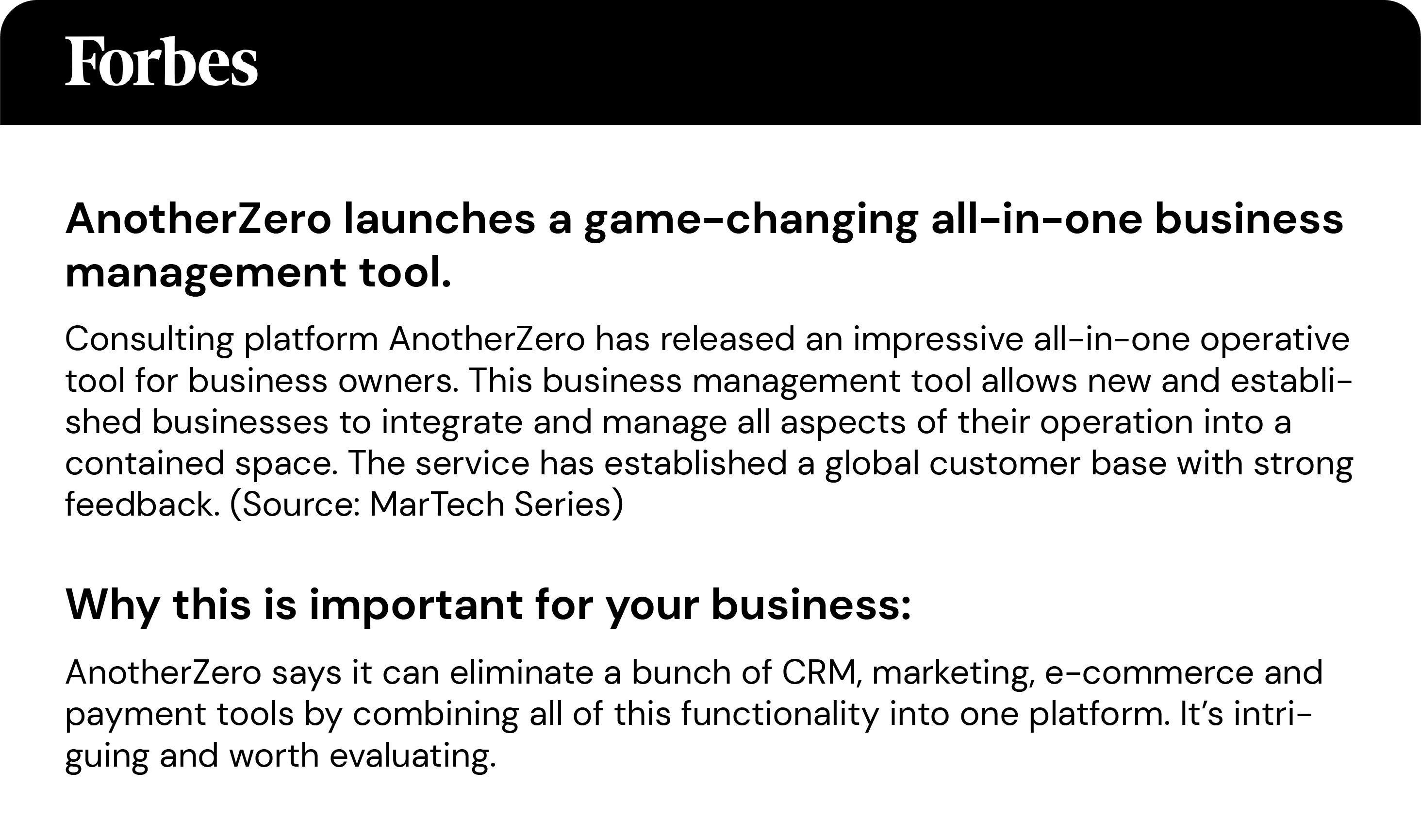 AnotherZero Forbes feature and media logos