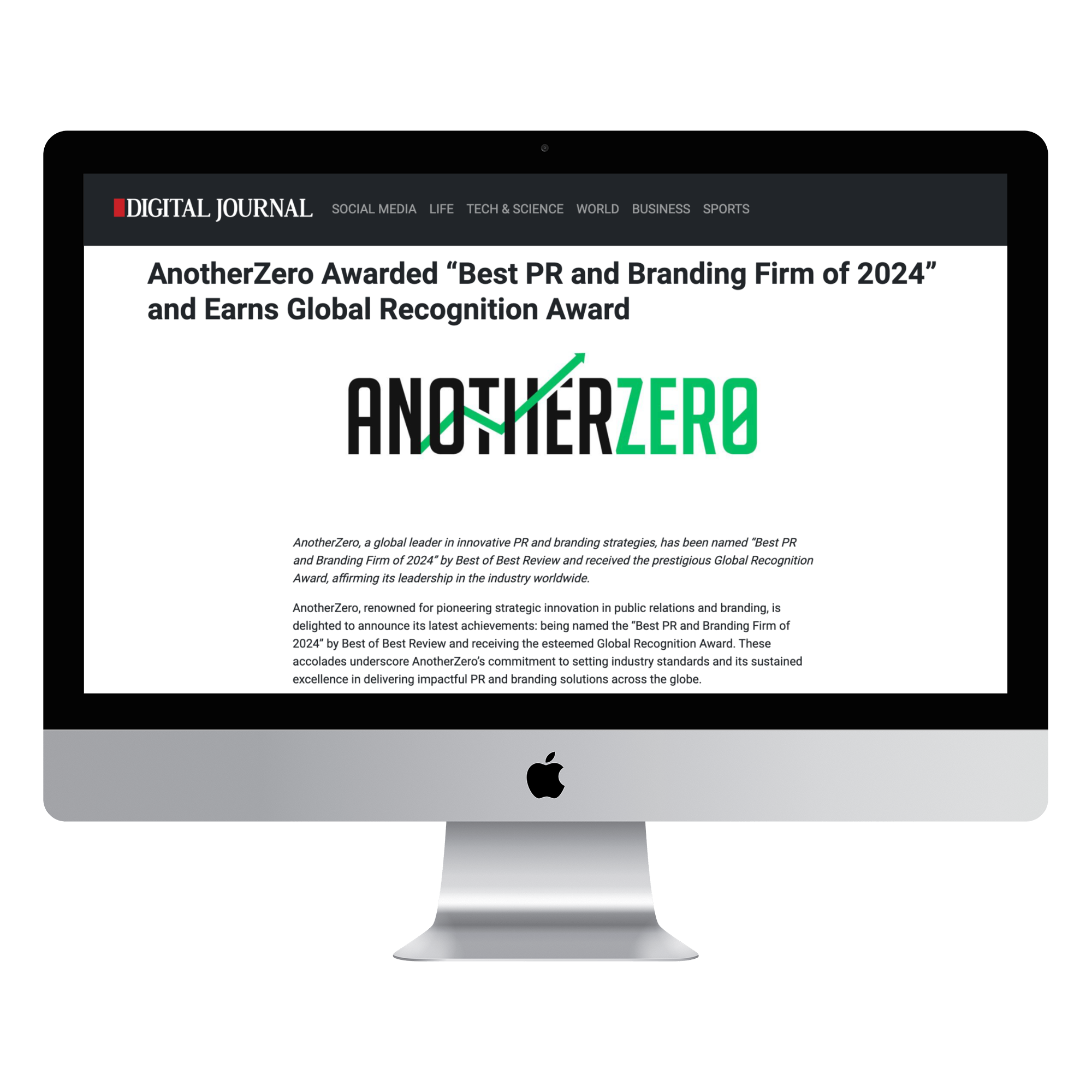 AnotherZero Digital Journal feature on iMac